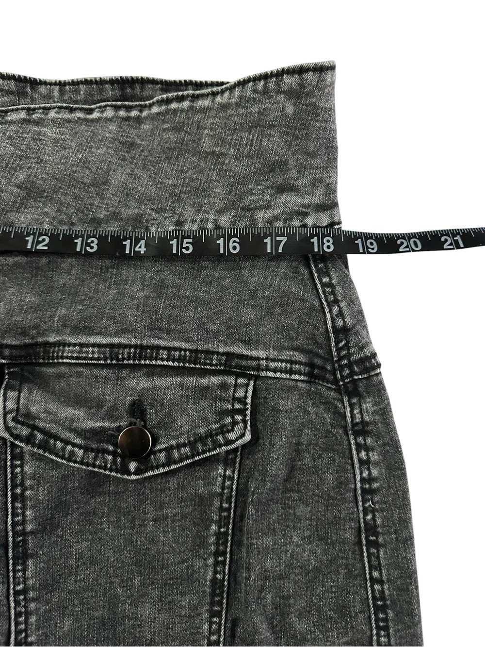 AMERICAN BAZI / Black Distressed Mini Jean Skirt / Size 2X / Grunge Emo Denim